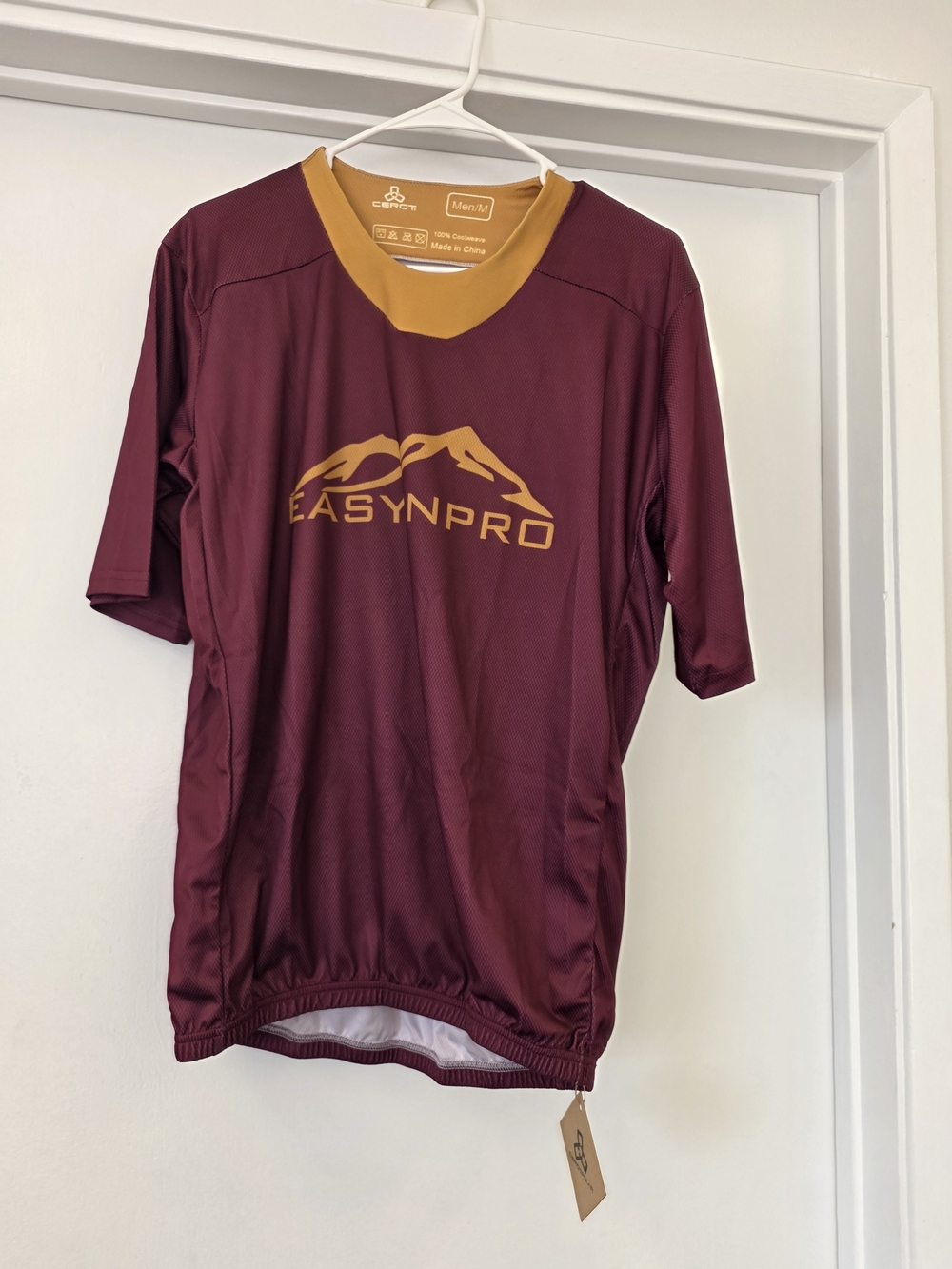 & Other Stories Maroon Cycling Jersey with Gold Neckline